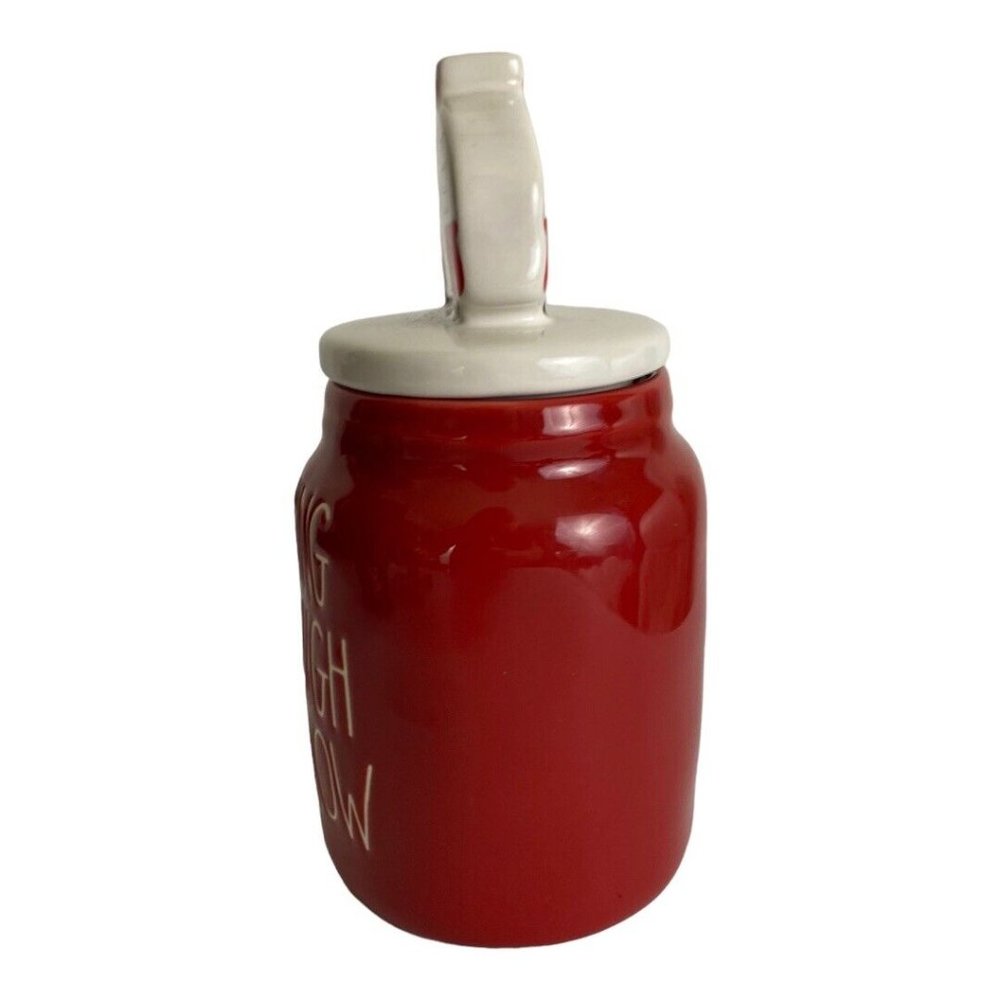 Rae Dunn Camper “Dashing Through The Snow” Canister Jar Topper Red Holiday NEW - Picture 3 of 12